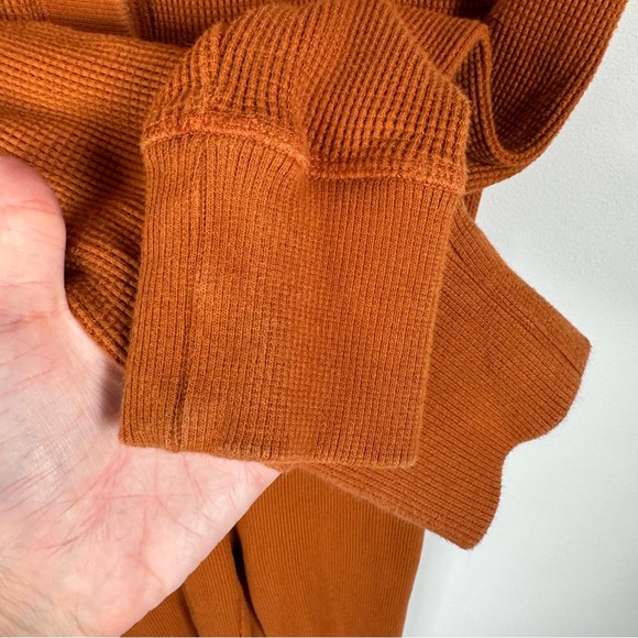 Everlane Cotton the Waffle Knit Onesie One Piece Loungewear Jumpsuit Dark Honey - Picture 4 of 10